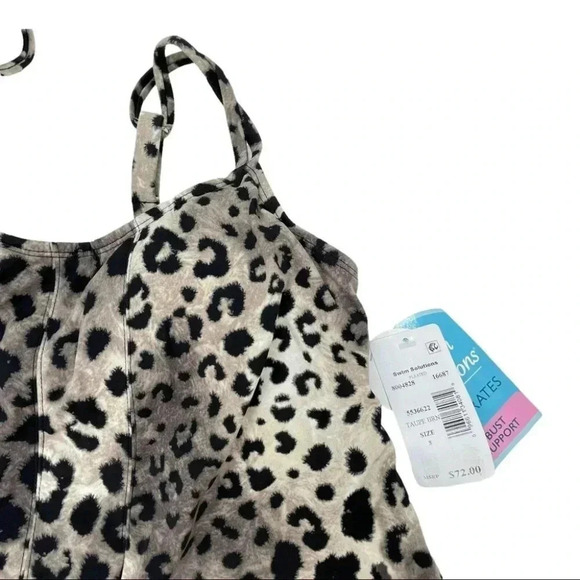 Swim Solutions Cheetah Print Bust Support Tankini Swim Top Size 8 - Picture 4 of 8